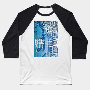 Blue Technology Circuit Board Baseball T-Shirt